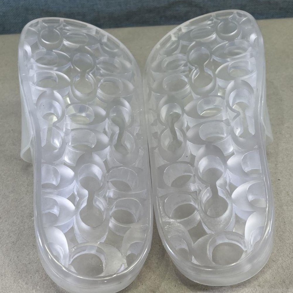 Coach Women's Clear Monogram Open Toe Transparent Slip On Flat Slide Sandals - Picture 9 of 9